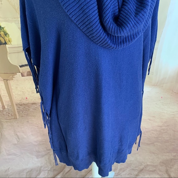 Michael Kors Fringe Navy Overcoat Sweater - Picture 6 of 12